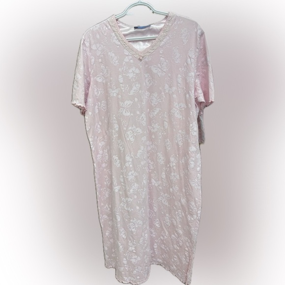 Vintage 100% Cotton Pink Floral Nightgown - Picture 1 of 8